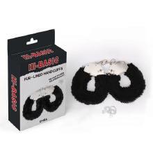 Наручники метал с мехом черные Fur-lined Handcuffs Hi-Basic Chisa