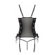 Сітчастий корсет з екошкіри, з люверсами та знімними пажами Malwia Corset black L/XL — Passion
