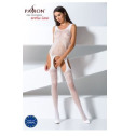 Бодистокинг Passion BS061 white, комбинезон, имитация чулок