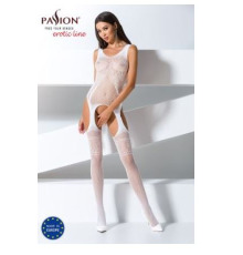 Бодистокинг Passion BS061 white, комбинезон, имитация чулок