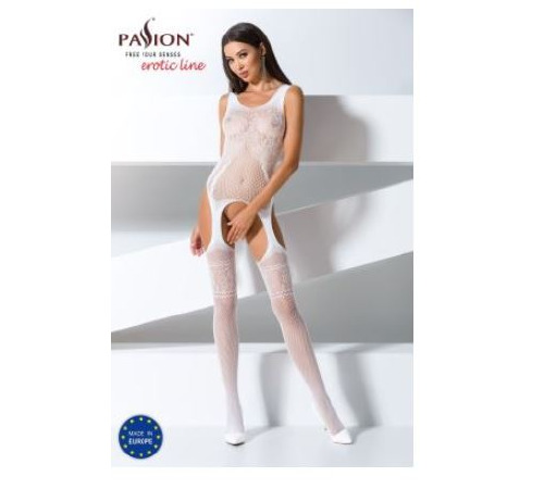 Бодистокинг Passion BS061 white, комбинезон, имитация чулок