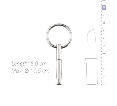 Полый уретральный стимулятор Sinner Gear Unbendable - Hollow Penis Plug, длина 4см, диаметр 8мм