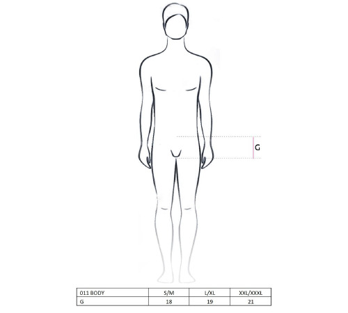 Мужское боди с очень глубоким декольте Passion 011 BODY black S/M