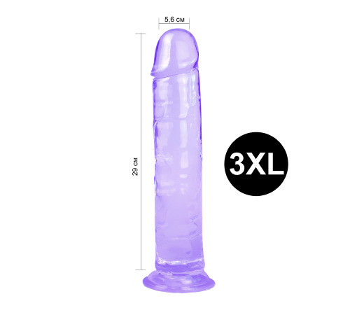 Гелевий реалістичний фалоімітато Denis розмір 3XL, Довжина 29 см, Діаметр 5,6 см, Фіолетовий
