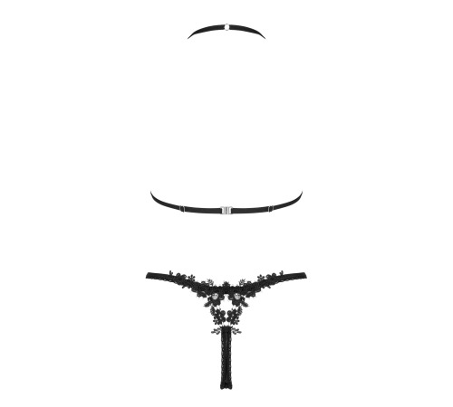 Напівпрозорий комплект Obsessive Celia Noir 2-pcs set M/L, бюстгальтер, стрінги