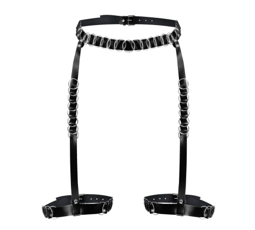 Гартеры украшенные кольцами Art of Sex - Geneva, Натуральная кожа, Размер L-2XL