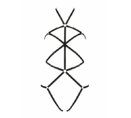 Портупея-боди из стреп IVENA black L/XL - Passion Exclusive