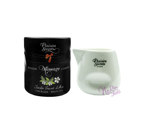 Массажная свеча Plaisirs Secrets White Tea (80 мл) подарочная упаковка, керамический сосуд