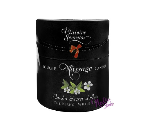 Массажная свеча Plaisirs Secrets White Tea (80 мл) подарочная упаковка, керамический сосуд