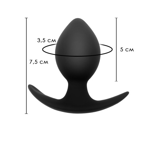 Силіконова анальна пробка оксамитова Одна кулька 35 мм, Чорний