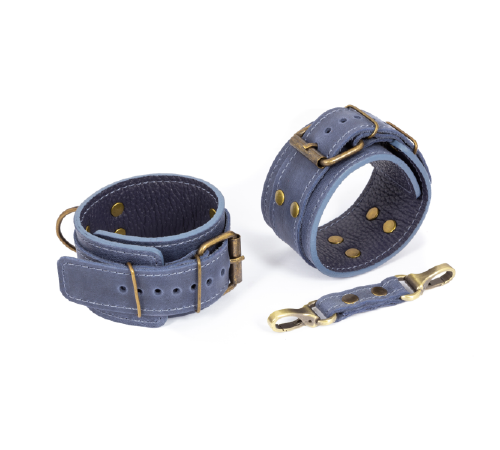 Премиум поножи LOVECRAFT голубые, натуральная кожа, в подарочной упаковке