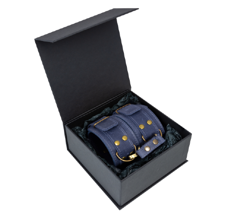 Премиум поножи LOVECRAFT голубые, натуральная кожа, в подарочной упаковке