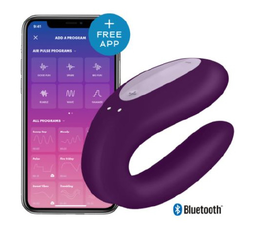 Смарт-вибратор для пар Satisfyer Double Joy Violet с широким клиторальным стимулятором