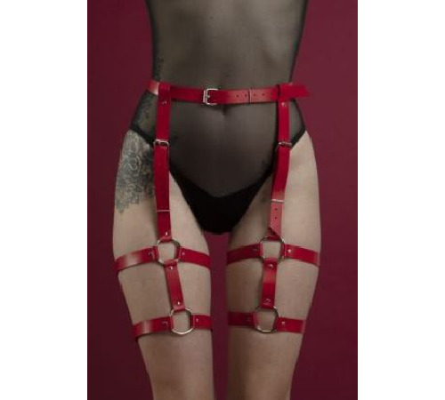 Гартеры Feral Feelings - Garter, натуральная кожа, цвет красный