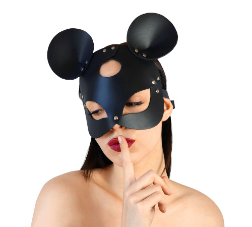 Шкіряна маска мишки Art of Sex - Mouse Mask, колір Чорний