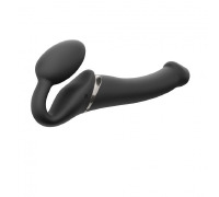 Безремневой страпон с вибрацией Strap-On-Me Vibrating Black M, диаметр 3,3см, пульт ДУ, регулируемый