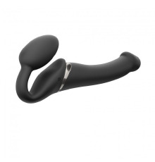 Безремневой страпон с вибрацией Strap-On-Me Vibrating Black M, диаметр 3,3см, пульт ДУ, регулируемый