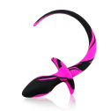 Силиконовая анальная пробка с хвостиком, Черно/Розовый