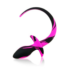 Силіконова анальна пробка з хвостиком, Чорно-рожевий