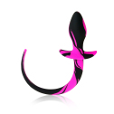 Силиконовая анальная пробка с хвостиком, Черно/Розовый