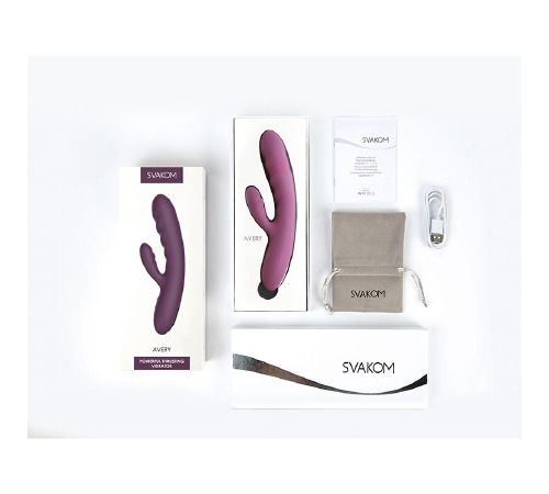 Вибратор-кролик Svakom Avery Lilac с двигающимся стволом, движение вперед-назад