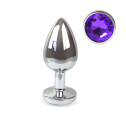 Металева анальна пробка L з Темно-фіолетовим кристалом, довжина 9см, діаметр 4см