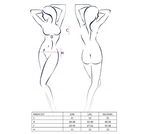 Комплект белья BRIDA SET OpenBra black L/XL - Passion Exclusive: трусики-танга, пояс, открытый лиф