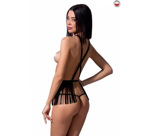 Комплект белья INDRA SET OpenBra black S/M - Passion Exclusive: стринги, портупея с бахромой