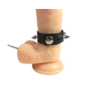 Кільце для пеніса Penis Ring із шипами та повідцем, натуральна шкіра.