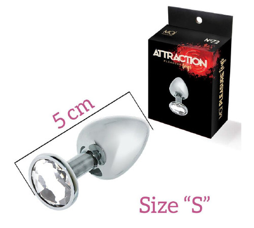 Анальная пробка с кристаллом MAI Attraction Toys №72, длина 5см, диаметр 2,5см