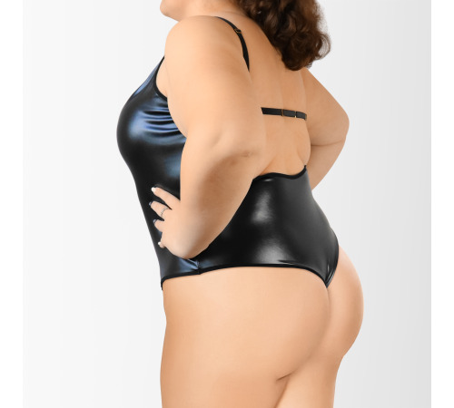 Эротическое виниловое боди Лилит с глубоким вырезом