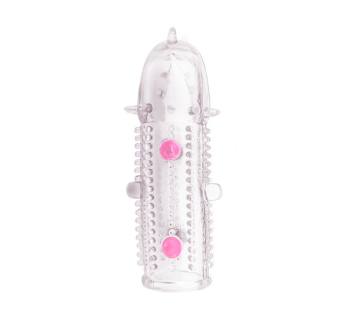 Гелева насадка на пеніс шипами та кульками, добре тягнеться, розмір універсальний