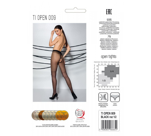 Колготки з відкритим доступом, імітація ботфорт TIOPEN 009 black 1/2 (20 den) — Passion