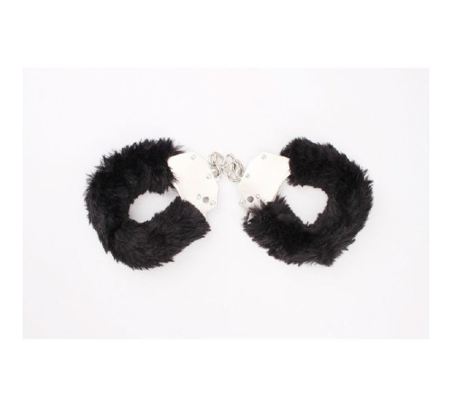 Наручники метал с мехом черные Fur-lined Handcuffs Hi-Basic Chisa