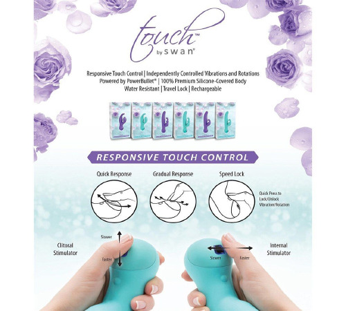 Вібратор-кролик з сенсорним управлінням Touch by SWAN - Solo Purple, глибока вібрація, для точки G