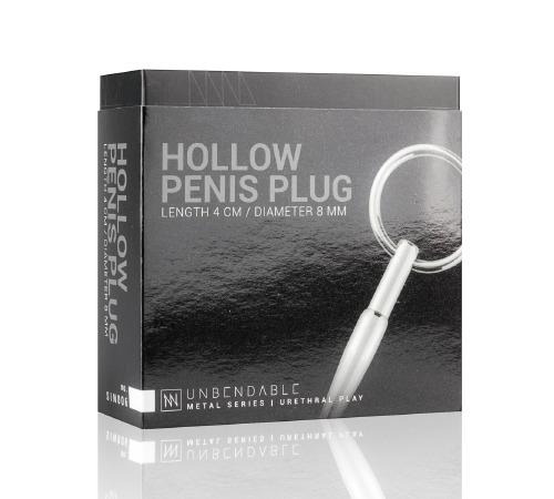 Полый уретральный стимулятор Sinner Gear Unbendable - Hollow Penis Plug, длина 4см, диаметр 8мм