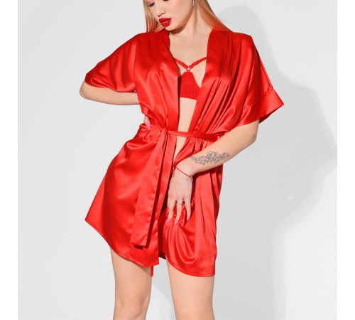 Сексуальний шовковий міні халатик Енігма, розмір L-2XL, колір Червоний