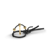 Утяжка для пениса Mystim Plunging Pete, позолоченная, с двумя шариками и коротким уретральным зондом