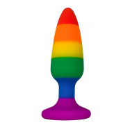 Силіконова анальна пробка Wooomy Hiperloo Silicone Rainbow Plug L, діаметр 3,9 см, довжина 13,1 см