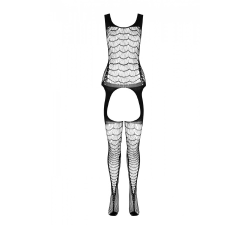 Сетчатый телесный бодистокинг с двойным плетением и подвязками Casmir CA007