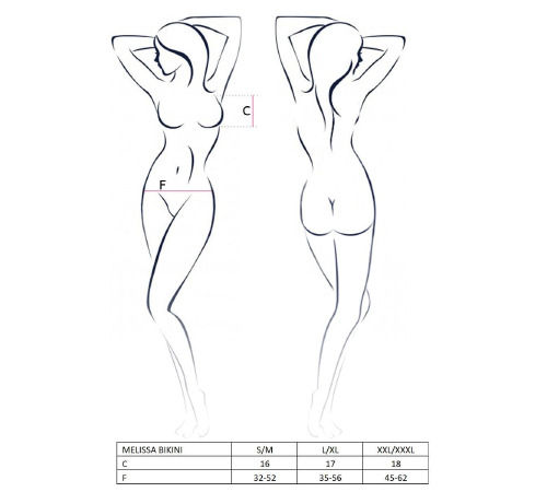 Комплект білизни MELISSA BIKINI black L/XL - Passion: ліф зі шнурівкою і трусики стрінги