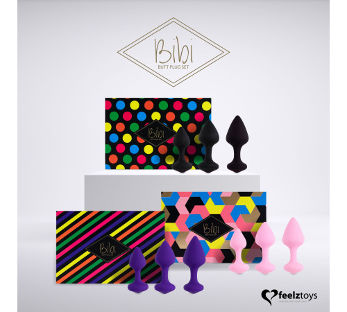 Набор силиконовых анальных пробок FeelzToys - Bibi Butt Plug Set 3 pcs Black