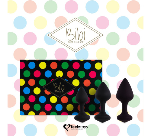 Набор силиконовых анальных пробок FeelzToys - Bibi Butt Plug Set 3 pcs Black