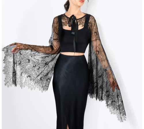 Мереживна накидка з довгими рукавами-крилами розмір XS-M