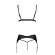 Комплект з еко-шкіри Passion Miley Set black XXL/XXXL: трусики, бюстгальтер, пояс для панчох