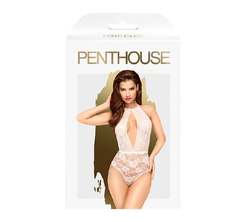 Боди с глубоким декольте и высокими трусиками Penthouse - Toxic Powder White S/M