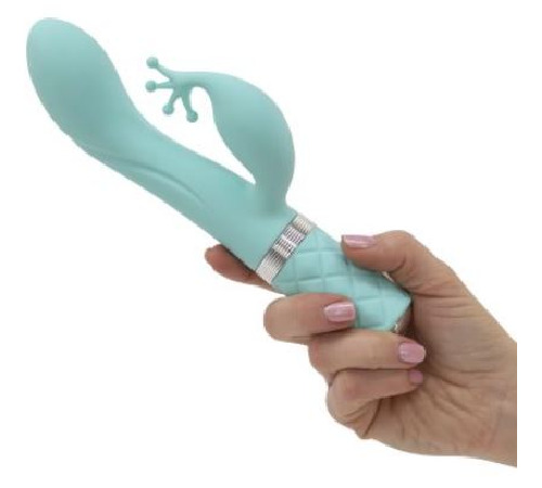 Роскошный вибратор-кролик Pillow Talk - Kinky Teal с кристаллом Сваровски, мощный