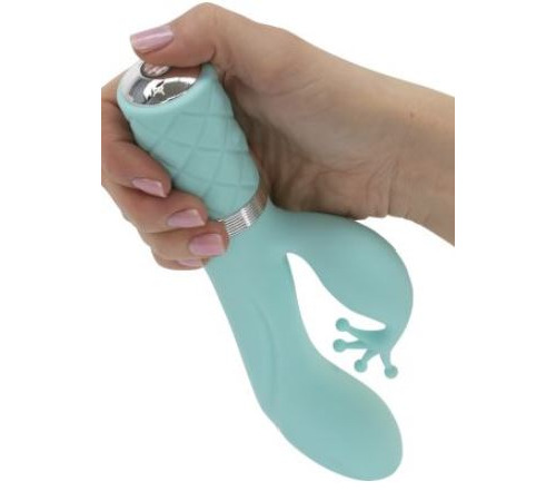 Роскошный вибратор-кролик Pillow Talk - Kinky Teal с кристаллом Сваровски, мощный