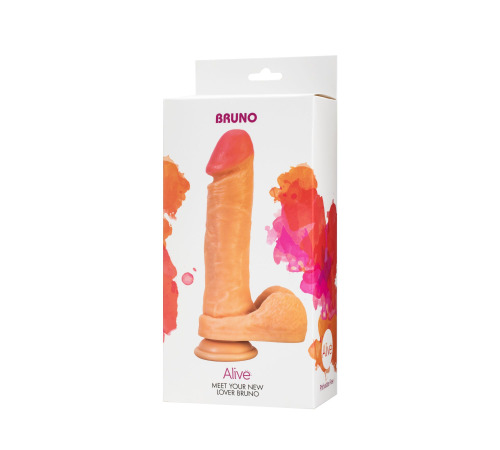 Фаллоимитатор с мошонкой Alive Bruno, диаметр 4,3см, ПВХ