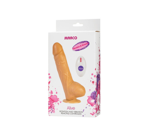 Фаллоимитатор Alive Marco с вибрацией и ротацией, пульт ДУ, силикон, диаметр 4,2см